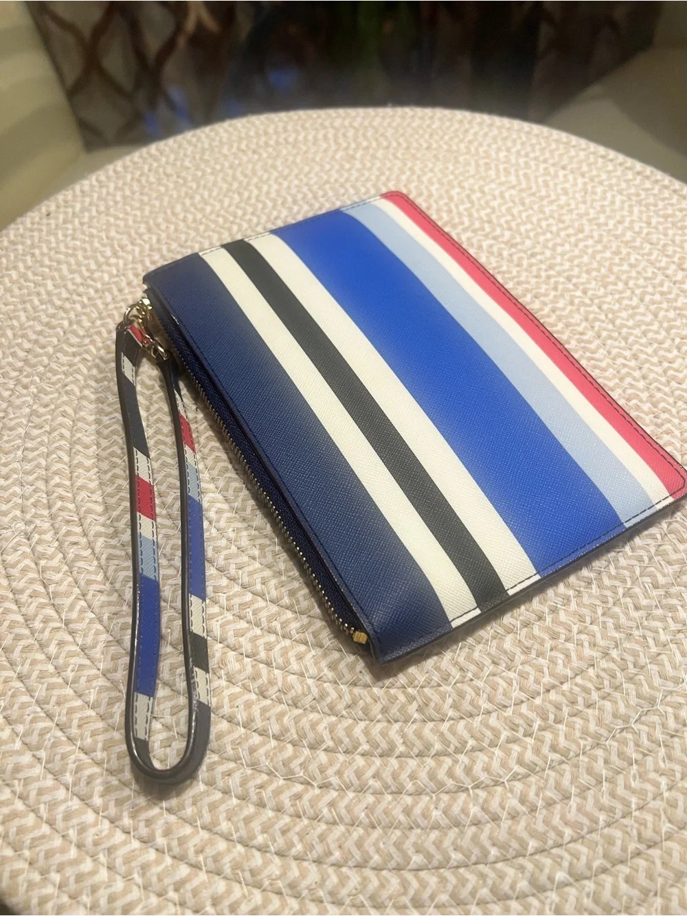Kate Spade New York Striped Wristlet Clutch - Blue/White